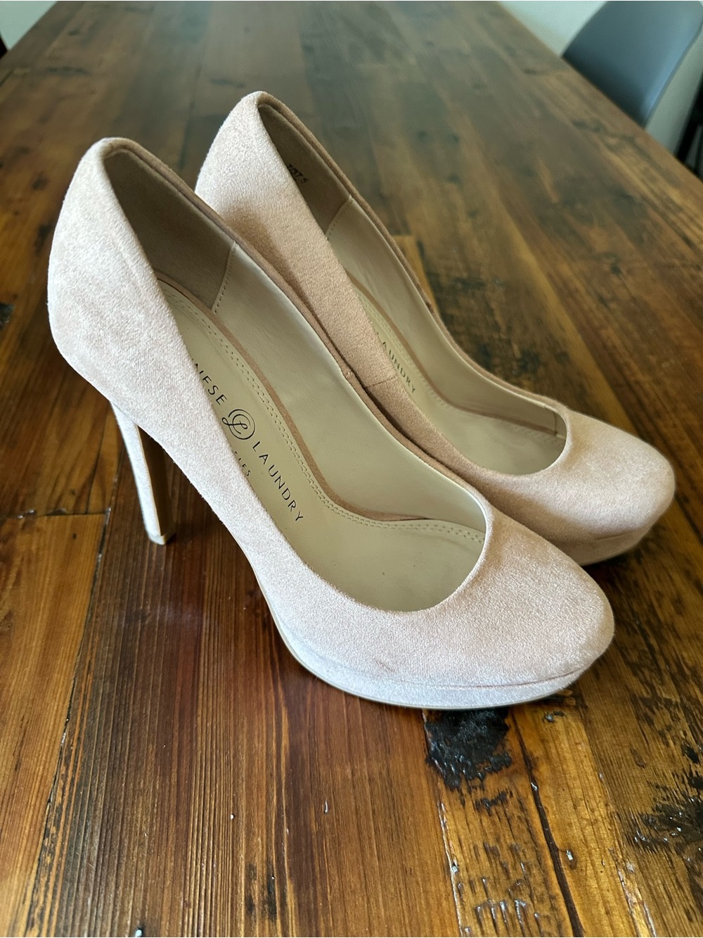 Chinese Laundry Light Blush Suede Platform Stiletto Pumps